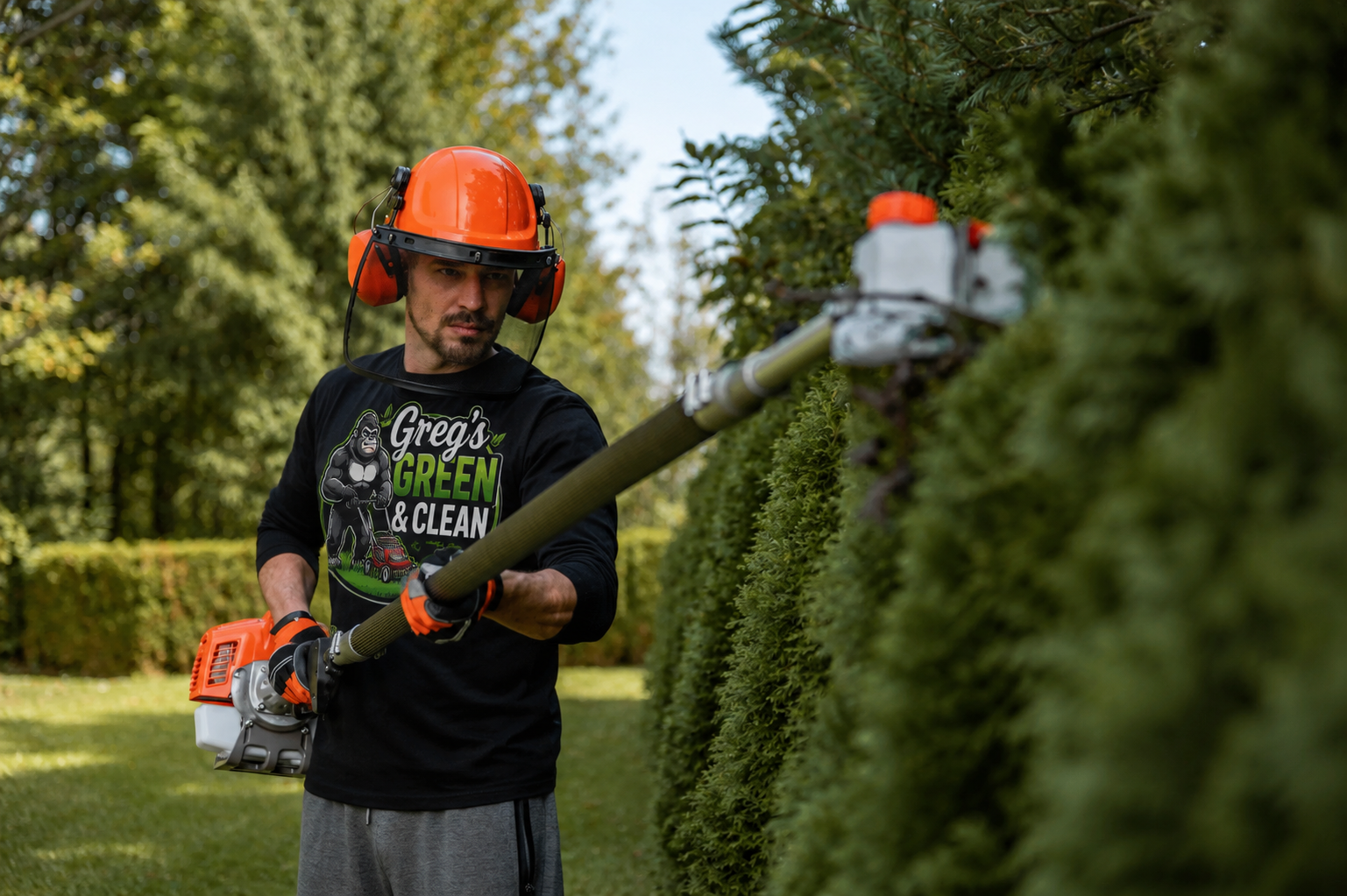Neatly trimmed garden hedges